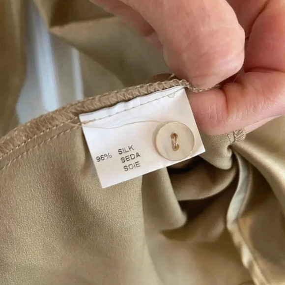 ZANELLA Vintage Silk Blend High Collar Long Sleeve Gold Blouse - Picture 7 of 7